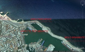 Molo Bramante ed area parcheggi porto Civitavecchia